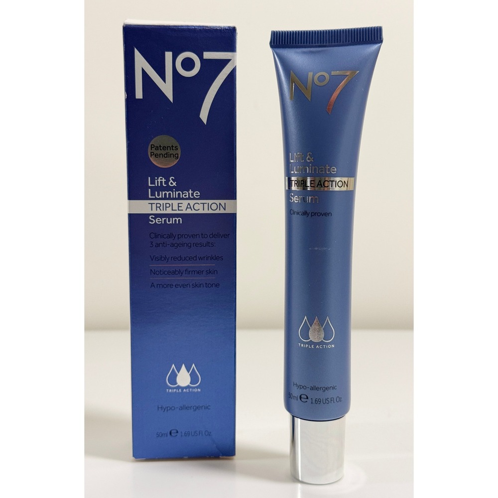 No7 Lift & Luminate Triple Action Serum 50ml Blue Anti-Aging Hyaluronic Acid